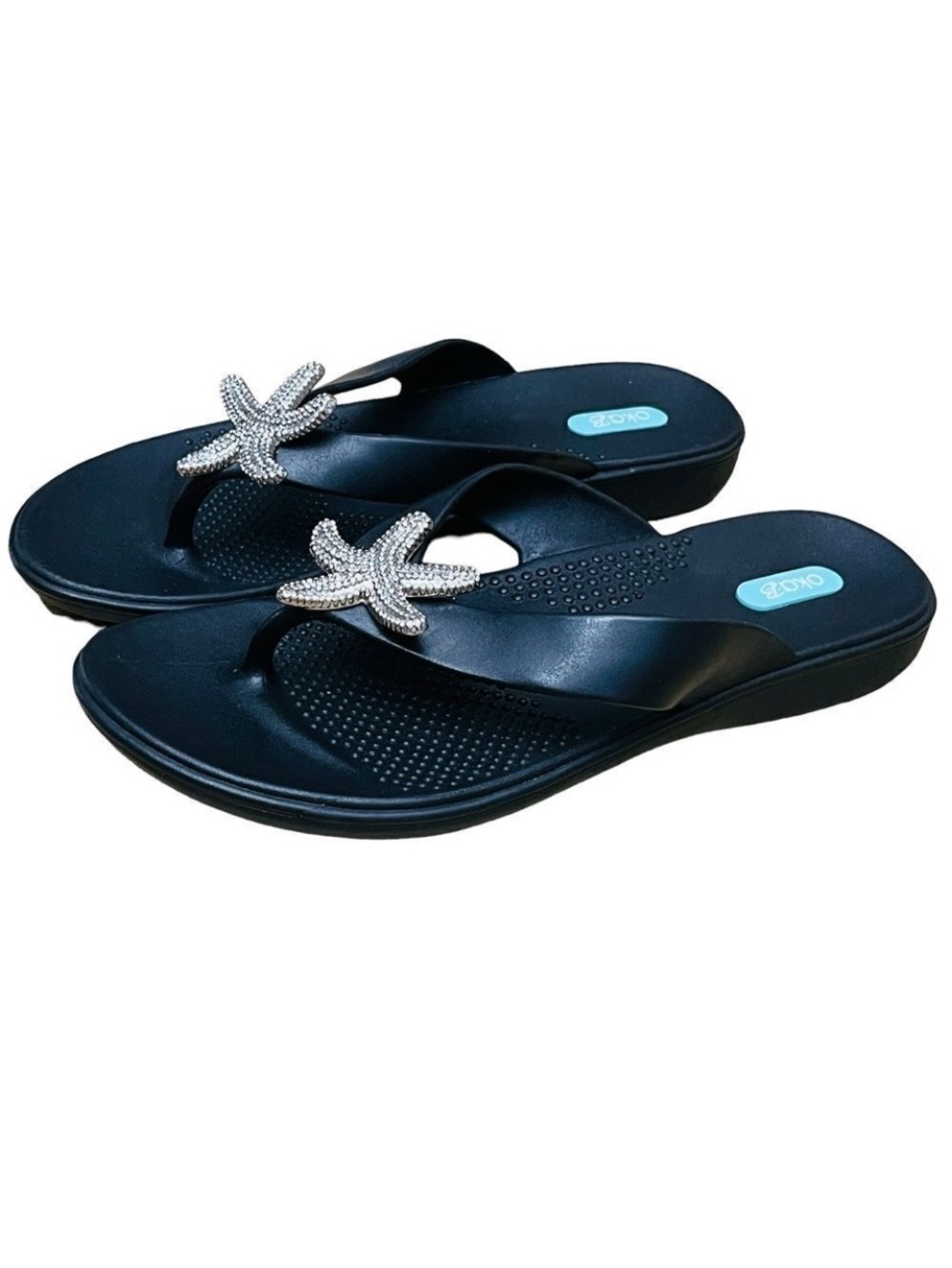 OkaB Livie Flip Flops Crystal/Covered/Starfish 100% Plastic-Recycle Sz 8-9 (ML)